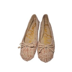 Sam Edelman Pink Balletcore Flats Tweed Bow Size 8M Zooey